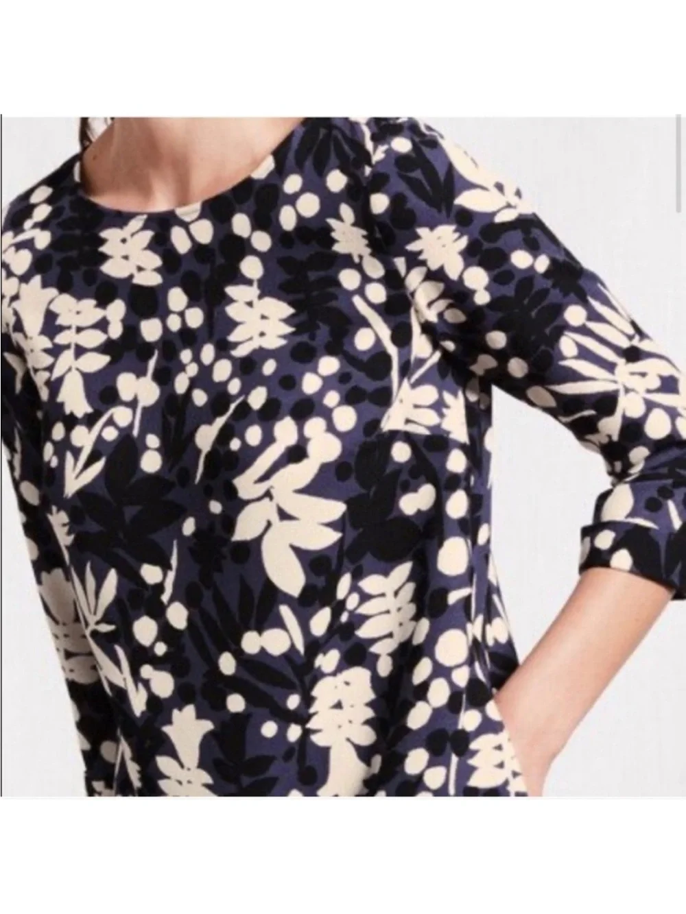 Boden Rachel Day Floral Short Dress in Navy Blue